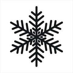 Fototapeta premium Simple black snowflake element isolated on white conveys winter holiday cheer