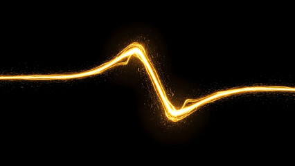 Obraz premium A dynamic glowing light trail creating a vibrant s-shaped pattern against a solid black background