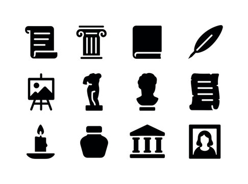 Art History Icons. Art history. Solid icon set of art history: s