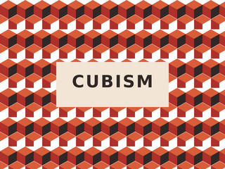 Artistic cubism pattern in vibrant red and black tones showcasing modern design concepts