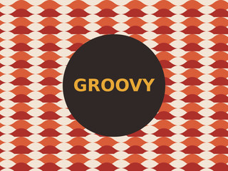 Retro groovy pattern design featuring vibrant waves and bold typography in warm colors