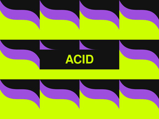 Bright abstract vector design featuring colorful shapes and bold lettering for acid concept