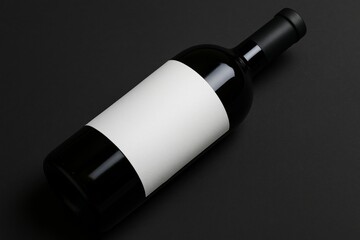 Fototapeta premium Wine bottle with blank label mockup on dark background for branding or product design presentation template concept. Ai generative. Ai generative