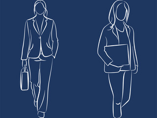 Continuous line businesswomen