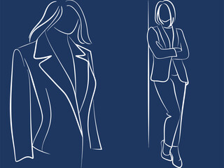 Continuous Line Business Women