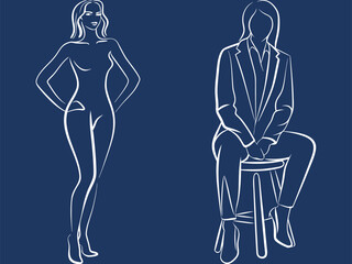 Simple line drawing of female figures