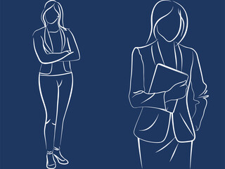 Continuous line drawing of businesswomen