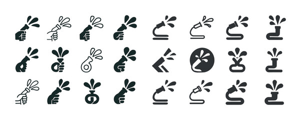 Obraz premium Set of watering can icons: various handheld and plant designs