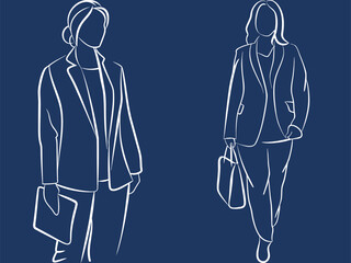 Businesswomen in simple line art