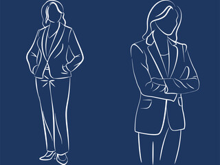 Simple Line Drawing of Business Women