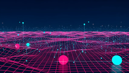 Abstract futuristic technology background design with digital grid communication pattern and copy space for vector illustration of science concept