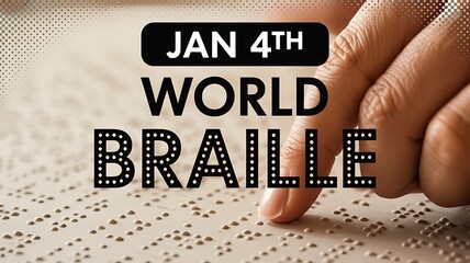 Hands reading braille text for world braille day awareness
