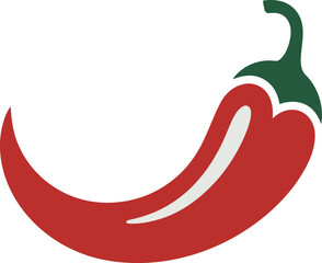 Red chili pepper with green stem isolated on white background