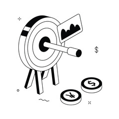 Easy to edit isometric style illustration of financial target, business aim
