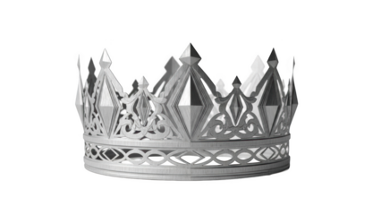 Silver ornate crown with diamond shapes on black royalty