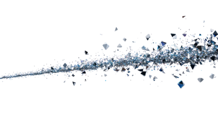 Sharp geometric sparkle line, a crisp straight diagonal line with glitter effect on transparent background