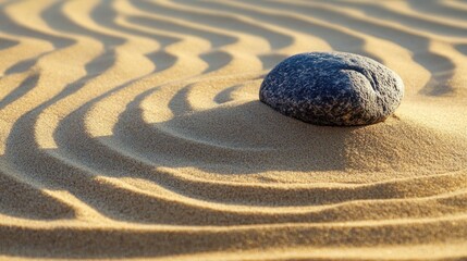 Dark object in wavy sand pattern