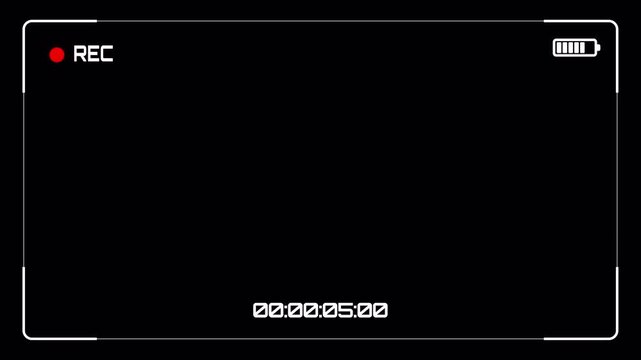 Video camera Recorder Screen Overlay Interface HUD with Transparent Background and Recording Timecode Loop 4k video animation seamless loop