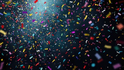 Explosion of colorful confetti pieces creating a festive atmosphere perfect for celebrations, special events, and joyful presentations