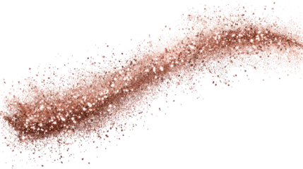Soft rose gold fairy dust trail, a whimsical gently meandering sparkle on transparent background