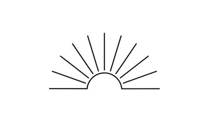Minimalist Sunburst Line Art Design on White Background.
