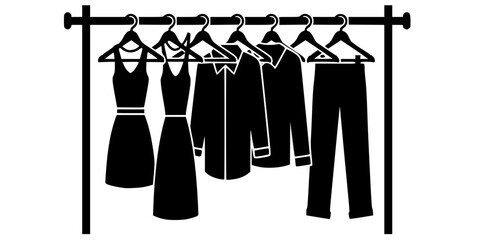 Clothing Rack Hangers Set Fashion Vector Silhouette