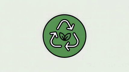 Recycling Symbol with Green Leaf for Environmental Sustainability