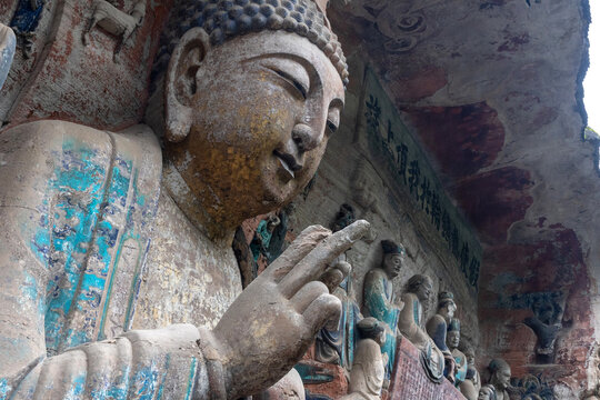 Magnificent rock carvings of Baoding Mountain at Dazu, China.