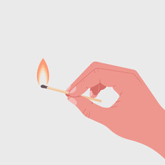 A close-up depiction of a hand striking a matchstick with a vibrant flame igniting, symbolizing the spark of inspiration, warmth, and the beginning of new adventures. © Xiaoliang