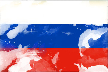 Abstract impression of a national flag rendered in watercolor style, showcasing a unique blend of patriotism and artistic expression through vibrant colors and fluid brushstrokes