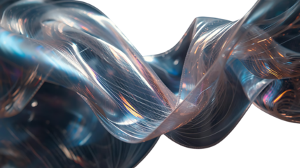 Fluid Glass Ribbons Dance Across Darkness in a Futuristic Abstract Light Show...