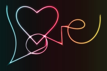 A stylized continuous line neon light illustration of the word 