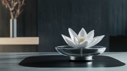 Delicate white lotus flower