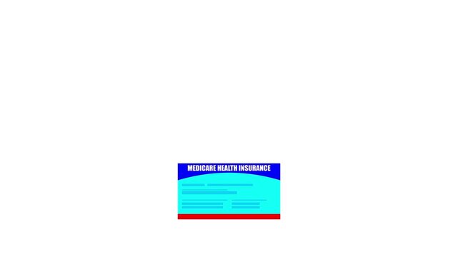 Animation of a US Medicare health insurance card coming to the center on transparent background or white background.