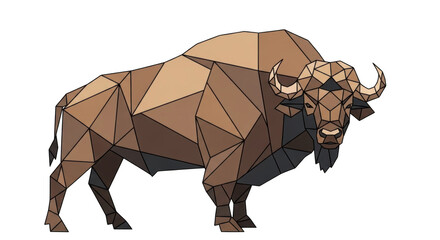 Geometric Bison Illustration on Black Background buffalo