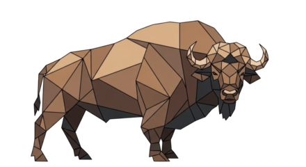 Geometric Bison Illustration on Black Background buffalo