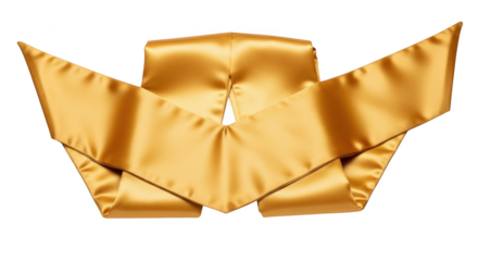 Golden satin sash with pointed ends on black background