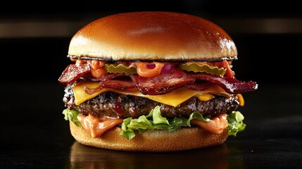 Delicious double bacon cheeseburger