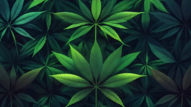marijuana cannabis leaf Background animation seamless loop evolving psychedelic 4k