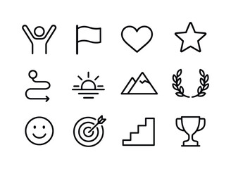 Fototapeta premium Personal Victory Icons. Personal Victory. Line icon set of Perso