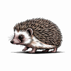 A charming illustration of a hedgehog walking playfully, characterized by adorable features and expressive elements that evoke feelings of warmth and curiosity in viewers.