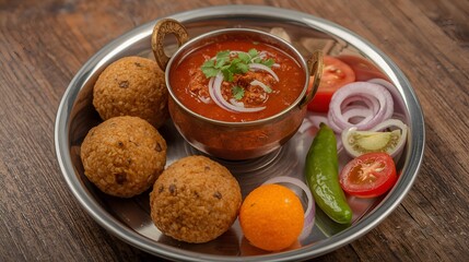 Traditional Rajasthani Food Daal Baati. Indian Food. Dal Bati.
