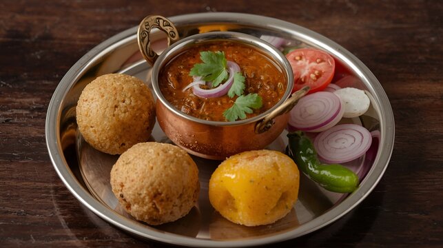 Traditional Rajasthani Food Daal Baati. Indian Food. Dal Bati.