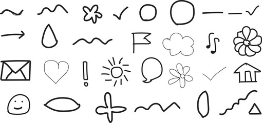 Simple Hand Drawn Doodle Icons – Minimal Sketch Symbol Collection