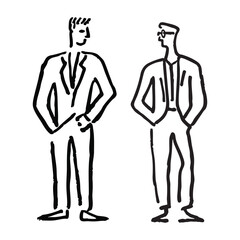 Minimalist Line Art Illustration of Two Men Standing Together