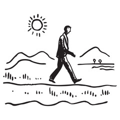 A Quiet Walk &ndash; Minimal Hand-Drawn Illustration of Life&rsquo;s Journey