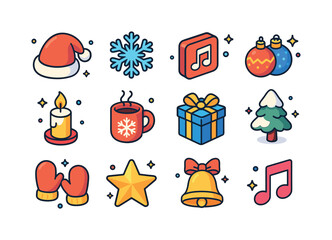 Fototapeta premium Winter Holiday Icons. Winter holidays. Colorful isometric vector