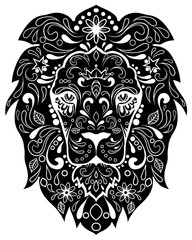 Obraz premium Zentangle stylized lion head. Hand drawn decorative vector illustration for adult coloring book.