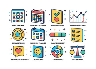 Behavioral Health Icons. Behavioral health. Colorful isometric v