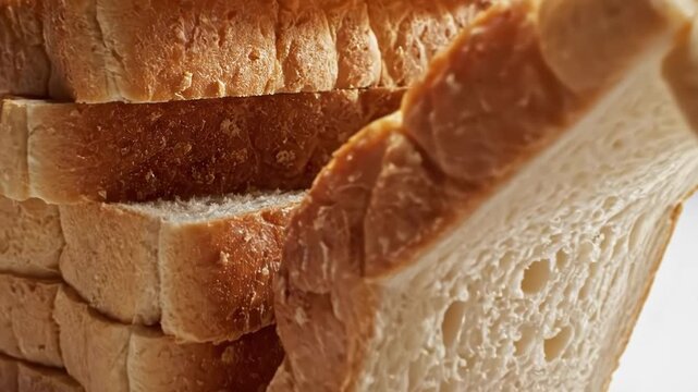 Stack of sliced white bread isolated on white background